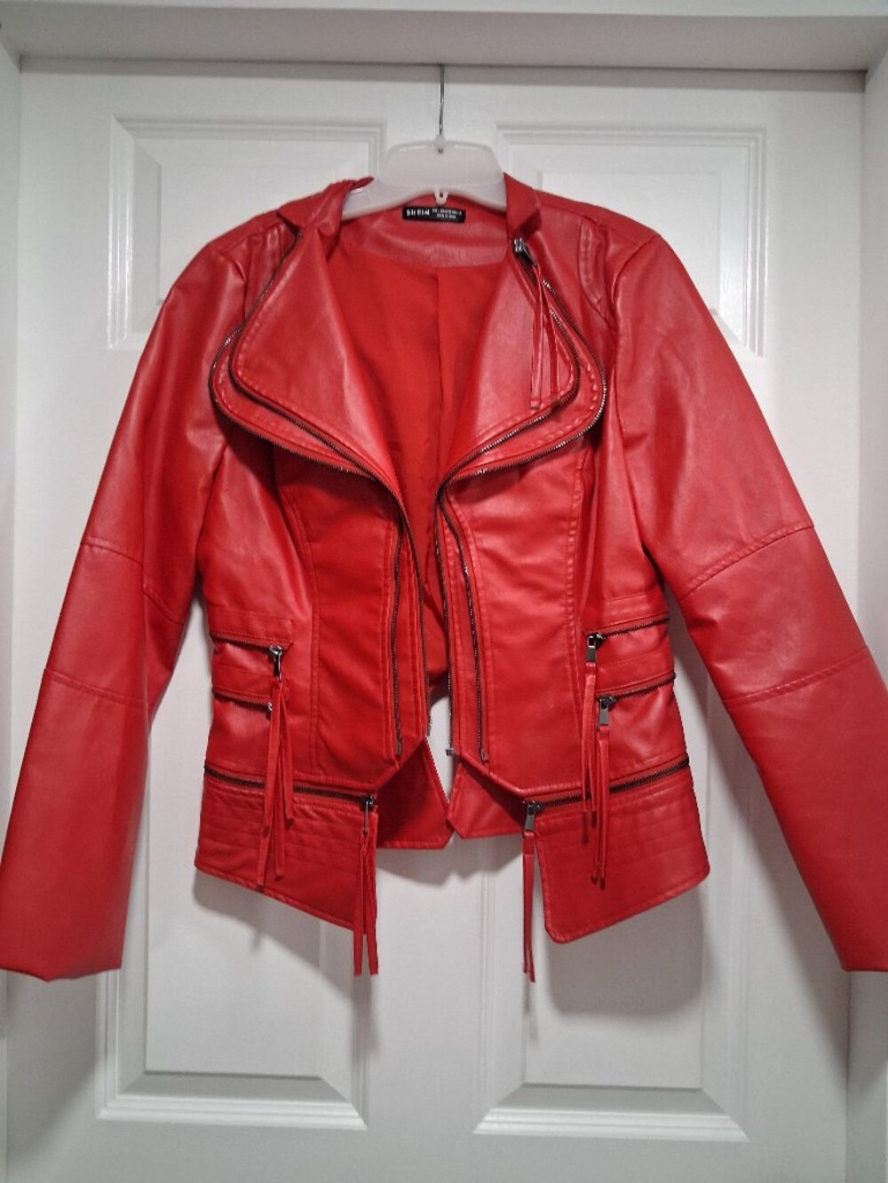 Red leather jacket
